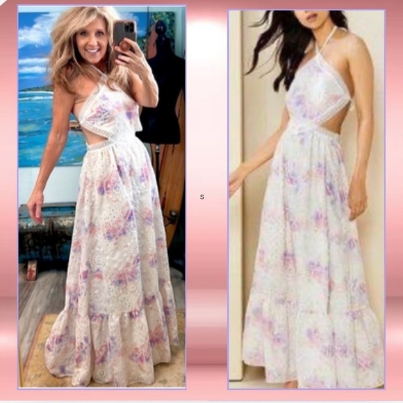 NWT Gianni Bini Delaney Embroidered
Eyelet Halter in Cosmic,Side Cut-Out, Size 6 - Picture 3 of 16